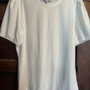 Polagram White Textured Short Sleeve Top